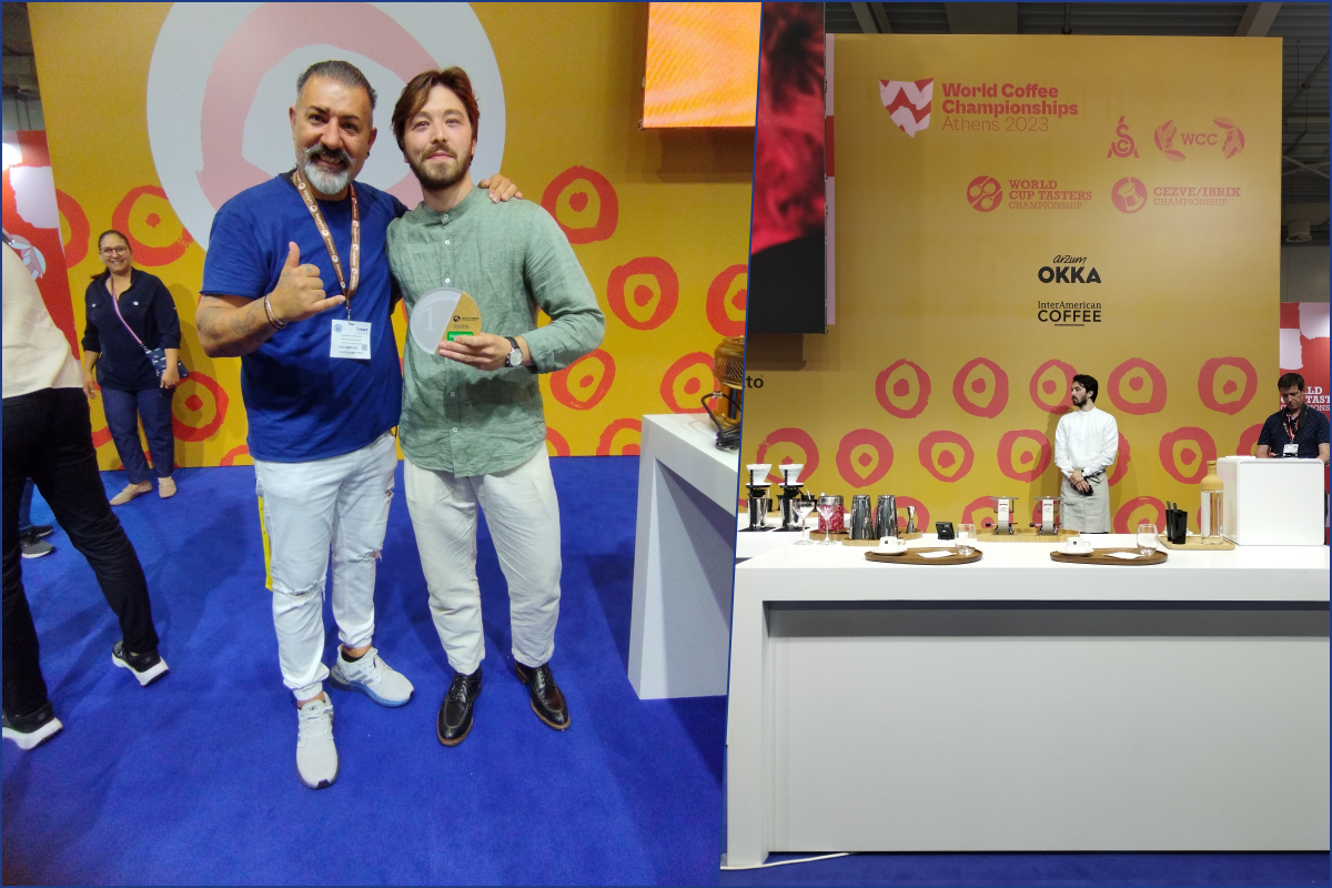Ο φετινός πρωταθλητής Ibrik Championship με τον κριτή και ambassador της Ελ Γκρέκο Σταύρο Λαμπρινίδη